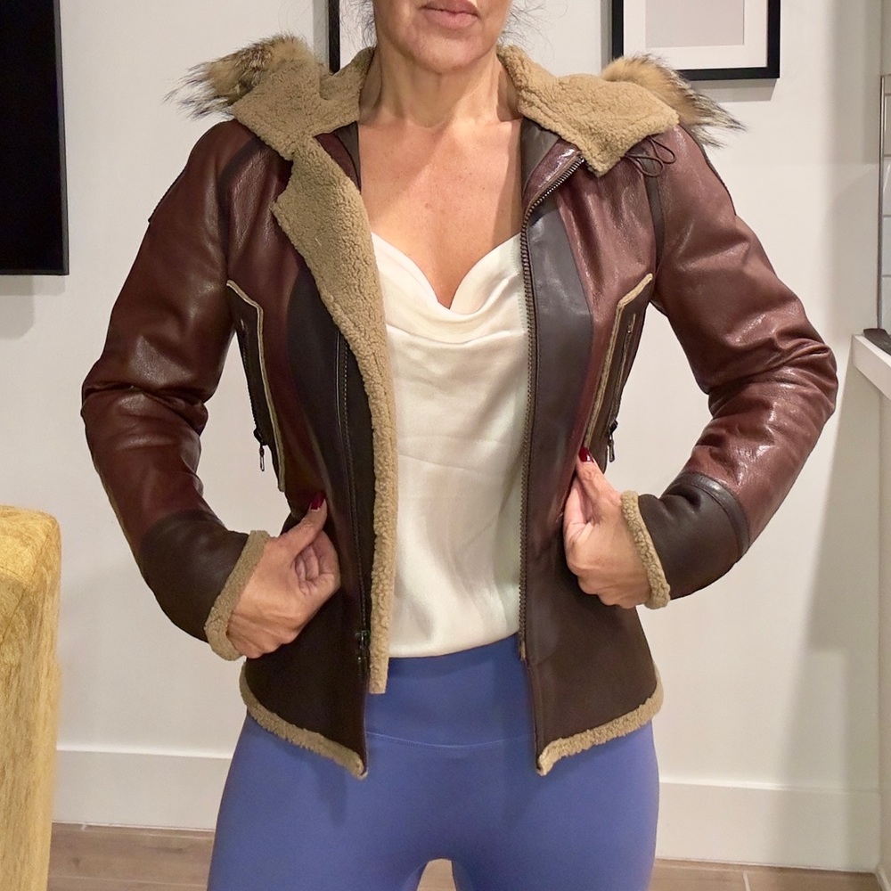 PRADA leather jacket color brown size 4/6